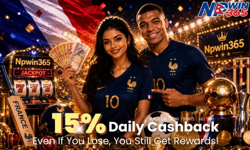 NPwin365 15% Daily Cashback promo banner
